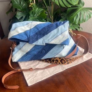Zara shoulder bag -Striped denim zigzag stitch in two straps Zara bag